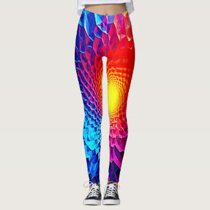 Vibrant Geometric Energy Vortex Art Leggings