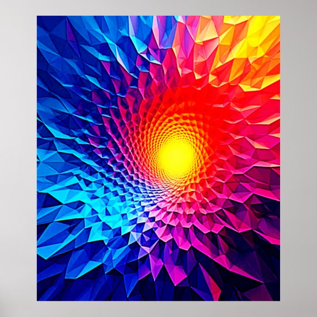 Vibrant Geometric Energy Vortex Art Poster (Front)