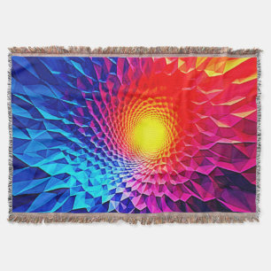 Vibrant Geometric Energy Vortex Art Throw Blanket