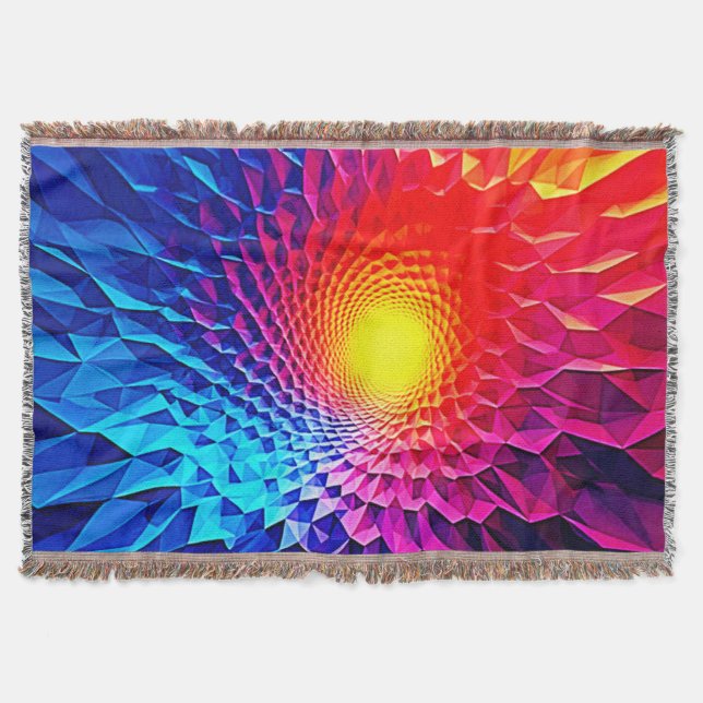 Vibrant Geometric Energy Vortex Art Throw Blanket (Front)