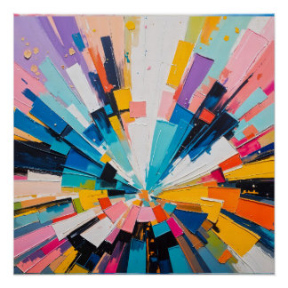 Vibrant Geometric Explosion Colorful Abstract Art Poster