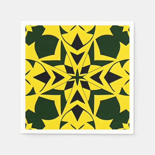 Vibrant Geometric Floral Design Napkin (Front)