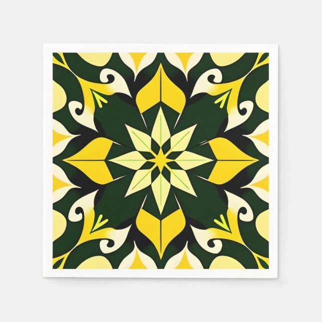 Vibrant Geometric Floral Design Napkin (Front)