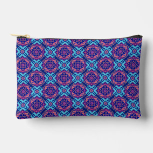 Vibrant Geometric Floral Pattern Accessory Pouch