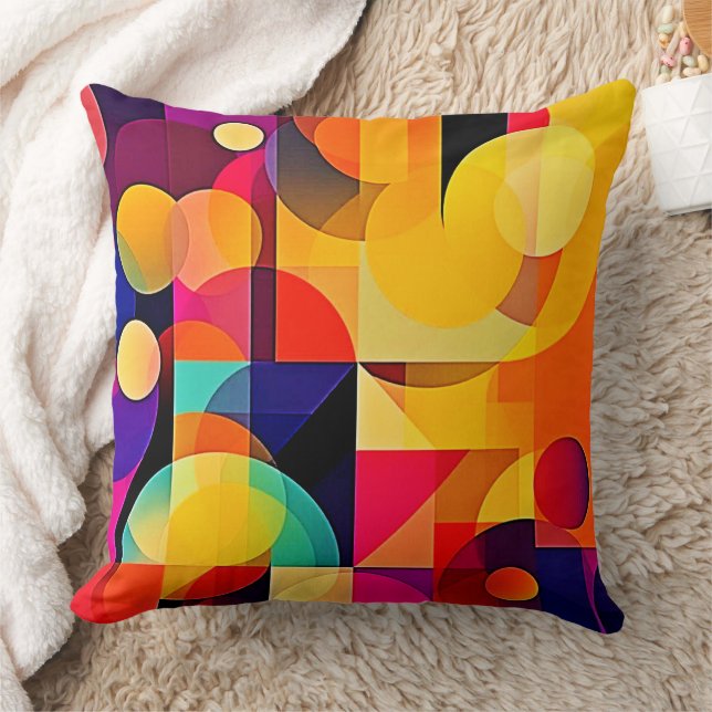 Vibrant Geometric Harmony Cushion (Blanket)