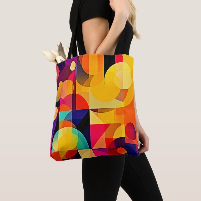 Vibrant Geometric Harmony Tote Bag (Close Up)