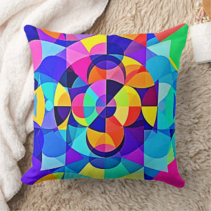 Vibrant Geometric Joy Cushion