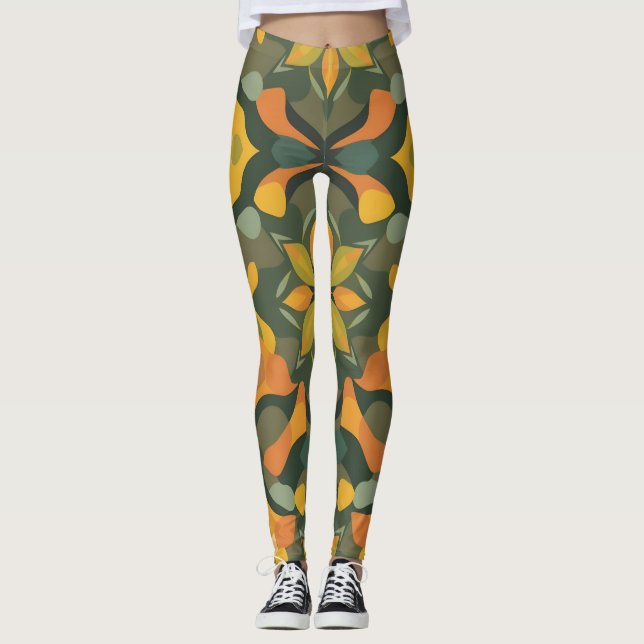 Vibrant Geometric Leggings - Colourful Organic Des (Front)