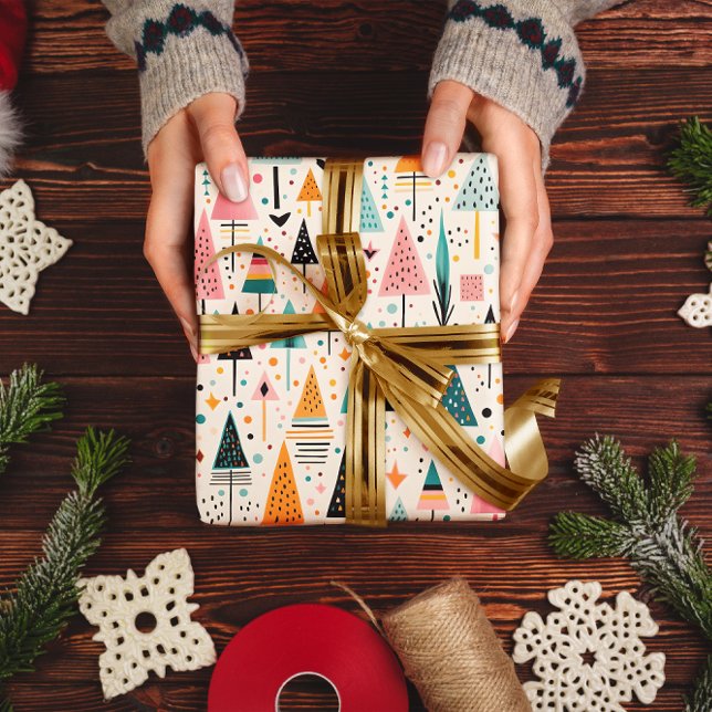 Vibrant Geometric Modern  Christmas Wrapping Paper (Creator Uploaded)