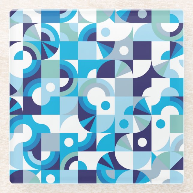 Vibrant Geometric: Modern Seamless Glass Coaster (Front)
