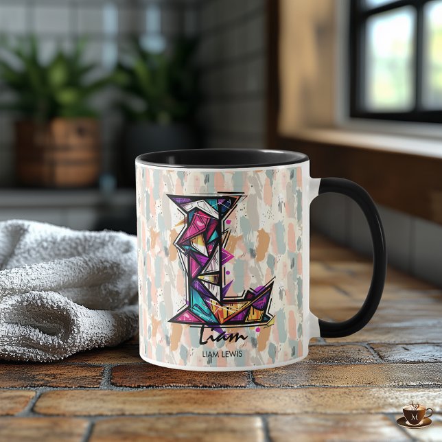Vibrant Geometric Monogram Mug - L for Liam (Creator Uploaded)