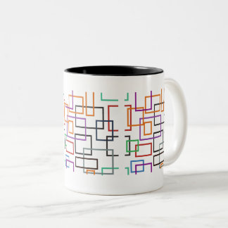 Vibrant geometric mug design with bold, colourful