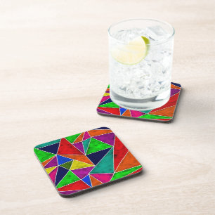 Vibrant geometric pattern coaster