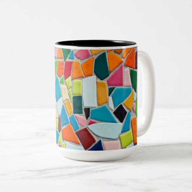 Vibrant Geometric Pattern Colourful Detailed Moder Two-Tone Coffee Mug (Front Right)