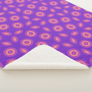 Vibrant Geometric Pattern in Purple and Coral Tone Sherpa Blanket