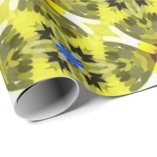 vibrant geometric pattern in yellow, green, blue  wrapping paper (Creator Uploaded)