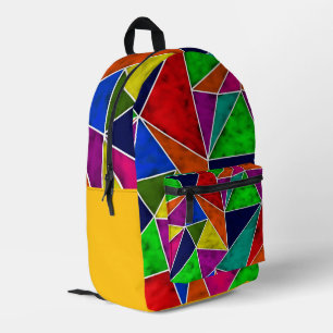 Vibrant geometric pattern printed backpack