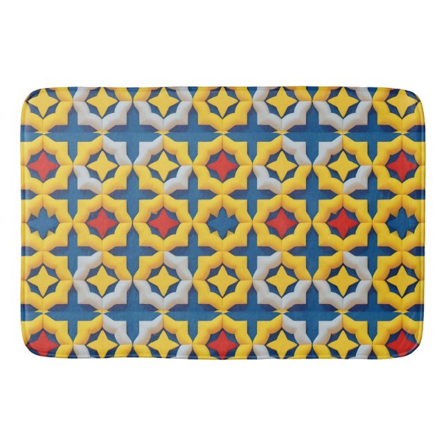 Vibrant Geometric Pattern with Bold Colours Bath Mat (Front)
