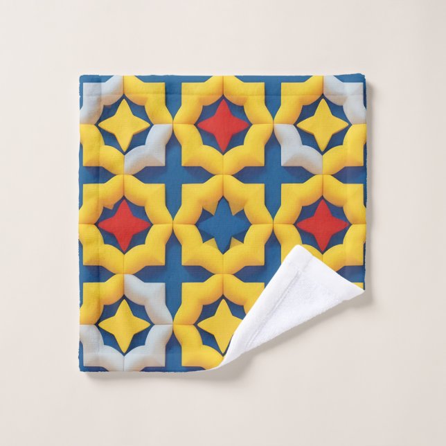 Vibrant Geometric Pattern with Bold Colours Wash Cloth (Wash Cloth)