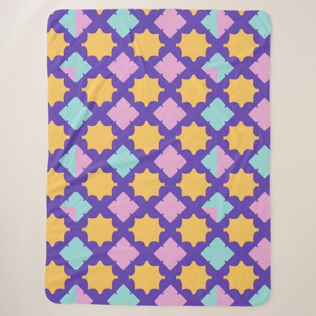 Vibrant Geometric Pattern with Bright Colours Sherpa Blanket (Front)