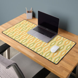 Vibrant geometric pattern with hexagonal shapes desk mat