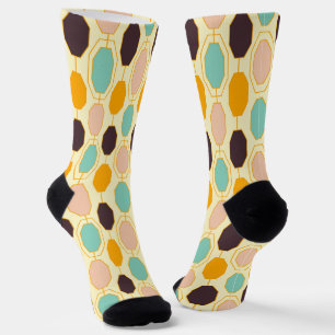 Vibrant geometric pattern with rows of octagonal s socks