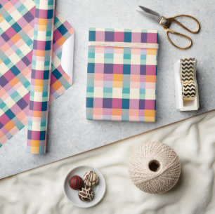 Vibrant Geometric Plaid Wrapping Paper