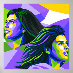 Vibrant Geometric Portraits of Argentinian Women Poster