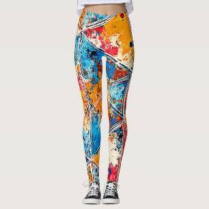 Vibrant Geometric Splash Art Leggings