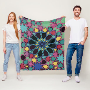 Vibrant Geometric Star Tessellation: Modern Patter Fleece Blanket