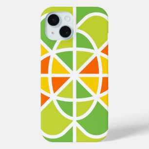 Vibrant Geometric Sunburst Abstract Art iPhone 15 Case