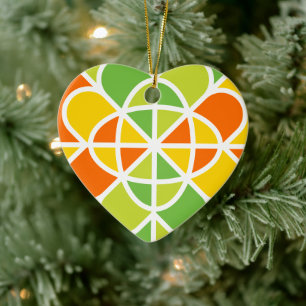 Vibrant Geometric Sunburst Abstract Art Ceramic Tree Decoration
