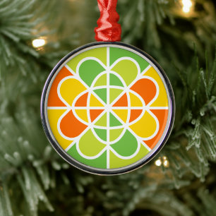 Vibrant Geometric Sunburst Abstract Art Metal Tree Decoration