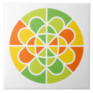 Vibrant Geometric Sunburst Abstract Art Tile