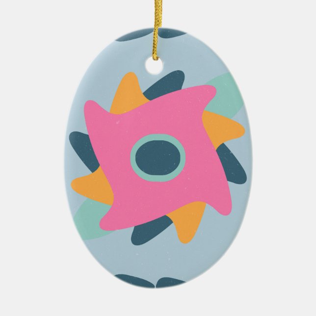 Vibrant Geometric Tile Design Ceramic Tree Decoration (Front)