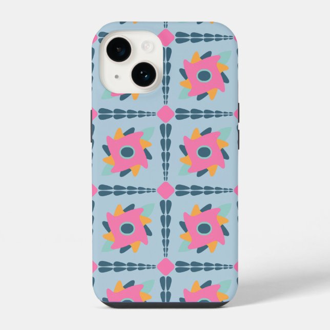 Vibrant Geometric Tile Design iPhone Case (Back)