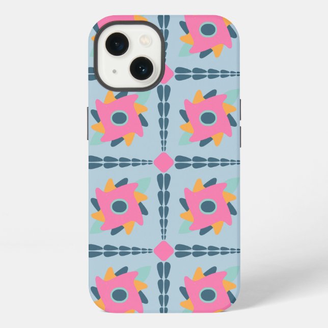 Vibrant Geometric Tile Design iPhone Case (Back)