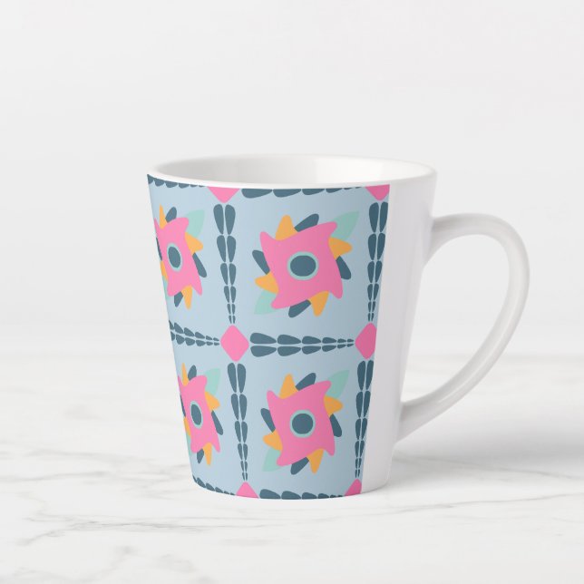 Vibrant Geometric Tile Design Latte Mug (Right)