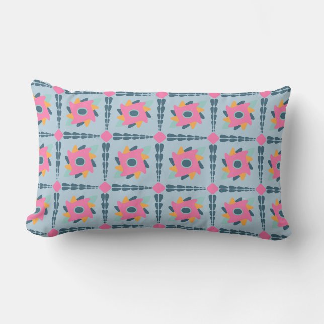 Vibrant Geometric Tile Design Lumbar Cushion (Front)