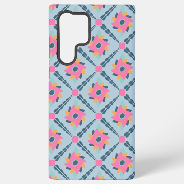 Vibrant Geometric Tile Design Samsung Galaxy S22 Ultra Case (Back)