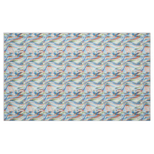 Vibrant Geometric Wave Mosaic Fabric