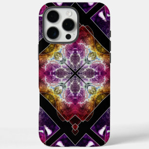 Vibrant Geometric with Purple and Gold Accents iPhone 16 Pro Max Case