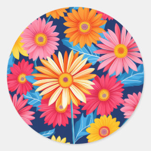 Vibrant Gerbera Daisies Flowers Plant Classic Round Sticker