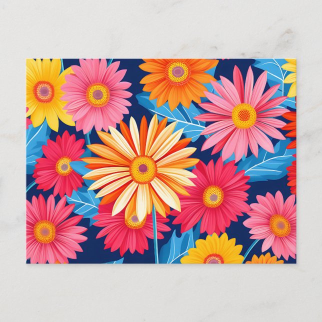 Vibrant Gerbera Daisies Flowers Plant Postcard (Front)