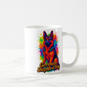 Vibrant German Shepherd Pop Art – Colourful Neon M Coffee Mug