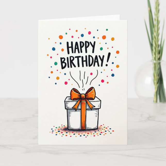 Vibrant Gift Birthday Card (Front)
