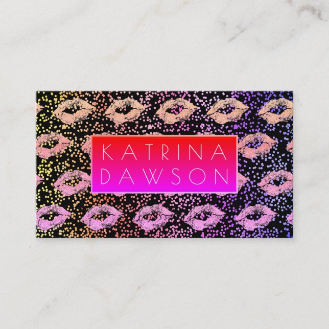 Vibrant Glamour Glitter Kisses and Specks Business Card (Front)