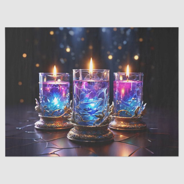 Vibrant Glass Candle Holiday Decoupage Craft Paper (Front)