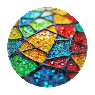 Vibrant Glass Mosaic: Jewel Colors Cutting Board