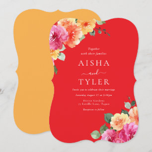 Vibrant Glow Watercolor Floral Wedding Invitation